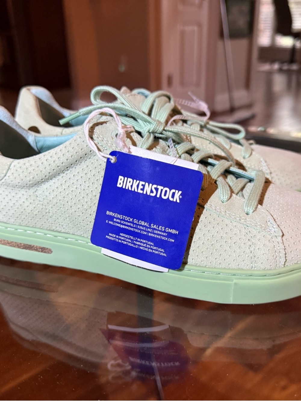 Birkenstock Light Mint Green Perforated Low-Top Sneakers NWT